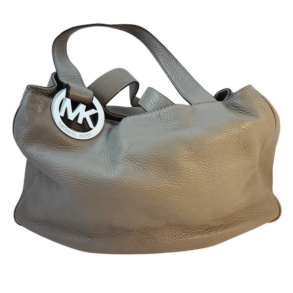 Michael Kors‎ East West Large Fulton Gray Leather Hobo Bag Purse Shoulder Bag
